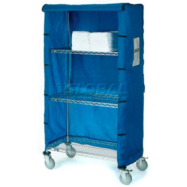 Nexel Chrome Wire Linen Cart with Nylon Cover, 4 Shelves, 36inL x 24inW x 80inH 436922 - main